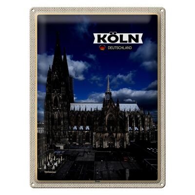 Plaque en étain villes Cologne cathédrale vue sur la place de la cathédrale 30x40cm