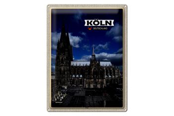 Plaque en étain villes Cologne cathédrale vue sur la place de la cathédrale 30x40cm 1