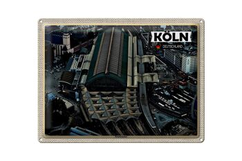 Plaque en tôle Villes Cologne vue de la gare principale 40x30cm 1