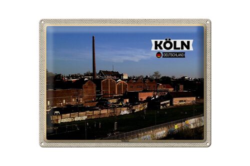 Blechschild Städte Köln Mülheim Industrie Fluss 40x30cm