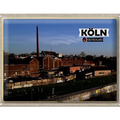 Cartel de chapa ciudades Colonia Mülheim industria río 40x30cm