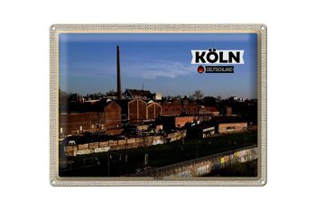 Plaque en tôle villes Cologne Mülheim industrie rivière 40x30cm