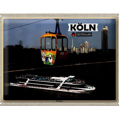 Cartel de chapa ciudades Colonia Rheinpark teleférico barco 40x30cm