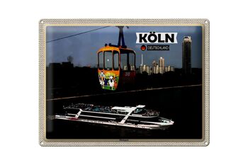 Plaque en tôle villes Cologne Rheinpark téléphérique bateau 40x30cm 1
