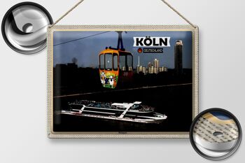Plaque en tôle villes Cologne Rheinpark téléphérique bateau 40x30cm 2