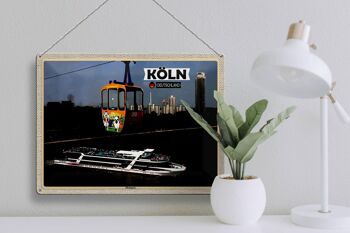 Plaque en tôle villes Cologne Rheinpark téléphérique bateau 40x30cm 3