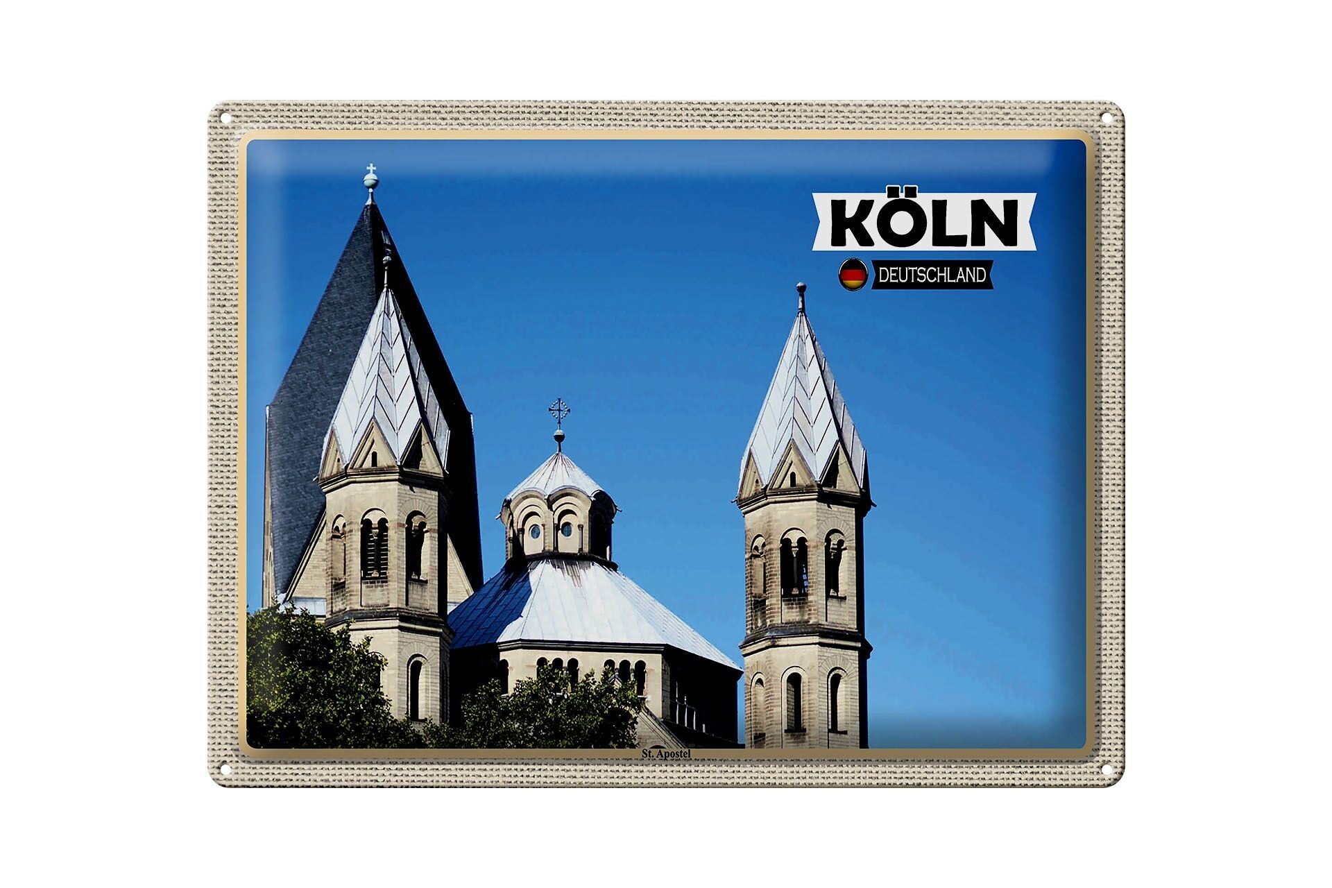 Targa in metallo città Colonia St. Architettura dell'apostolo 40x30cm