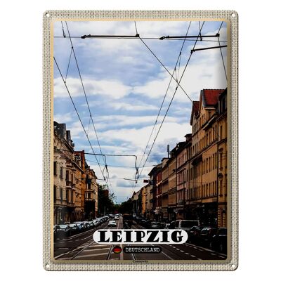 Cartel de chapa ciudades Leipzig Connewitz vías de tren 30x40cm