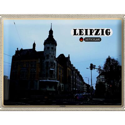 Cartel de chapa ciudades Leipzig Leutzsch edificios calle 40x30cm