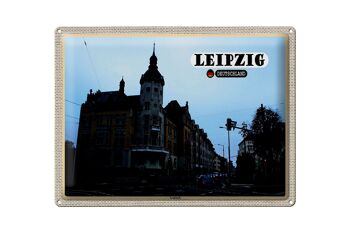 Plaque en tôle villes Leipzig Leutzsch bâtiments rue 40x30cm 1