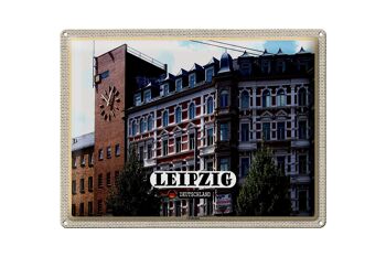 Plaque en tôle villes Leipzig Lindenau architecture 40x30cm 1