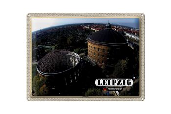 Plaque en tôle villes Leipzig vue du panomètre 40x30cm 1