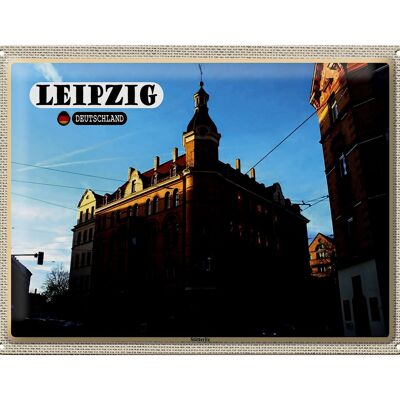 Cartel de chapa ciudades Leipzig edificio Stötteritz 40x30cm