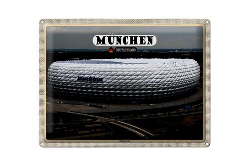 Blechschild Städte München Blick auf Allianzarena 40x30cm