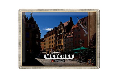 Blechschild Städte München Altstadt Gasthaus 40x30cm Geschenke