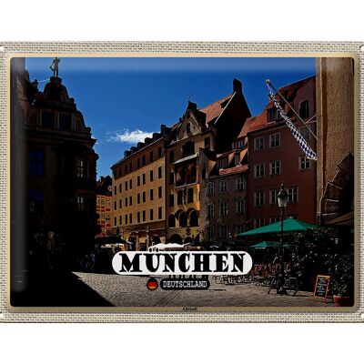 Tin sign cities Munich old town guest house 40x30cm gifts