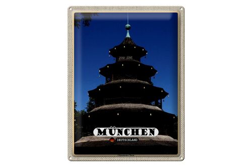 Blechschild Städte München Chinesischer Turm Baukunst 30x40cm
