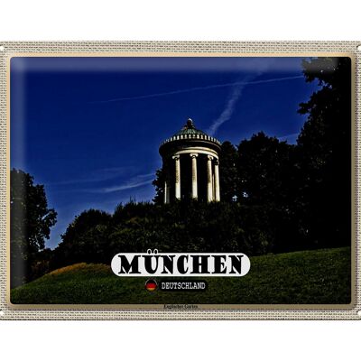 Cartel de chapa Cities Munich Jardín Inglés 40x30cm Regalo