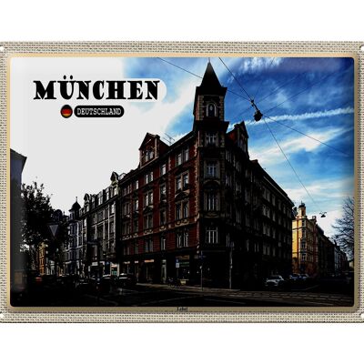 Cartel de chapa Ciudades Munich Lehel Street City 40x30cm