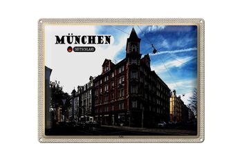 Plaque en étain Villes Munich Lehel Street City 40x30cm 1