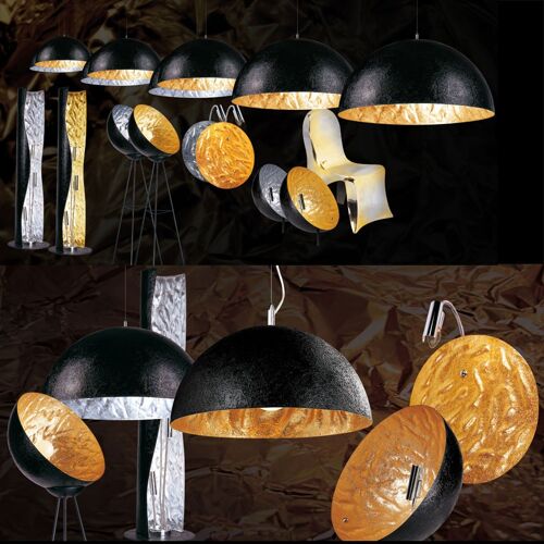s.LUCE Blister 2.0 Pendelleuchte - Schwarz/Silber, Ø 40cm