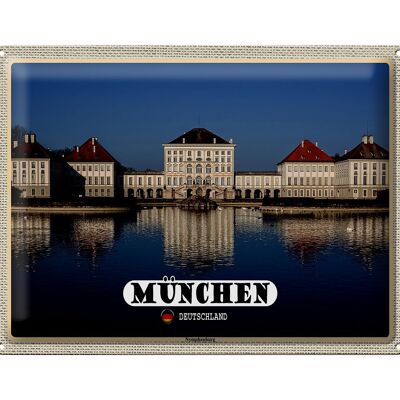 Plaque en tôle villes Munich Nymphenburgh architecture 40x30cm