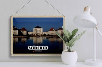 Plaque en tôle villes Munich Nymphenburgh architecture 40x30cm 3