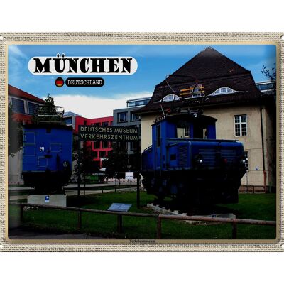Cartel de chapa Ciudades Munich Museo Alemán del Transporte 40x30cm