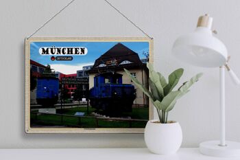 Plaque en tôle Villes Munich Musée allemand des transports 40x30cm 3