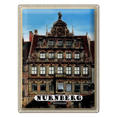 Cartel de chapa ciudades Nuremberg Pellerhaus arquitectura 30x40cm