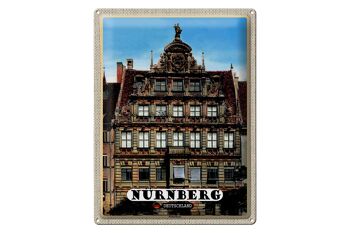 Plaque en tôle villes Nuremberg Pellerhaus architecture 30x40cm 1