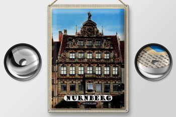 Plaque en tôle villes Nuremberg Pellerhaus architecture 30x40cm 2
