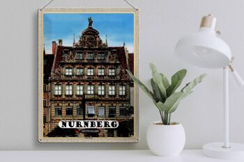 Plaque en tôle villes Nuremberg Pellerhaus architecture 30x40cm 3