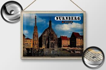 Panneau en étain villes Nuremberg marché principal, peinture 40x30cm 2