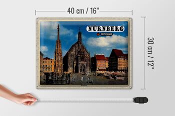 Panneau en étain villes Nuremberg marché principal, peinture 40x30cm 4