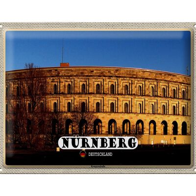 Cartel de chapa ciudades Núremberg sala de congresos estilo construcción 40x30cm