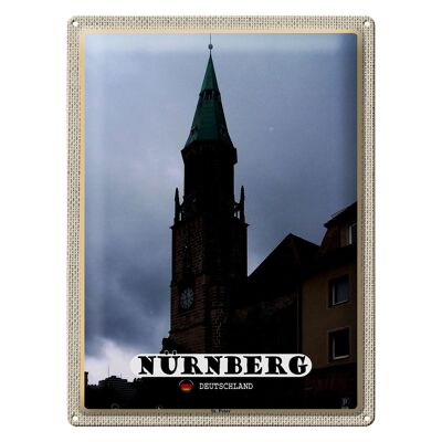 Cartel de chapa ciudades Nuremberg St. Regalo Iglesia de San Pedro 30x40cm