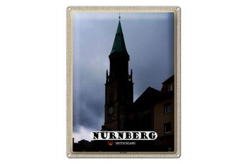 Panneau en étain villes Nuremberg St. Cadeau Église Saint-Pierre 30x40cm 1