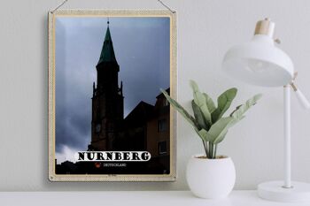 Panneau en étain villes Nuremberg St. Cadeau Église Saint-Pierre 30x40cm 3