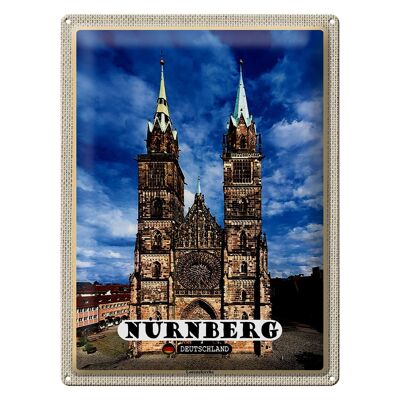 Cartel de chapa ciudades Nuremberg Lorenzkirche arquitectura 30x40cm