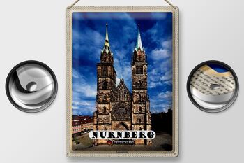 Plaque en étain villes Nuremberg Lorenzkirche architecture 30x40cm 2