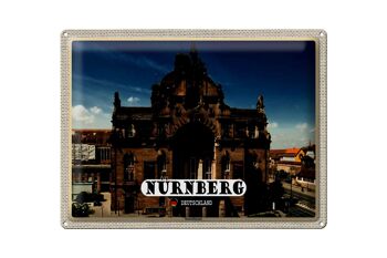 Plaque en étain Villes Bâtiment du Théâtre d'État de Nuremberg 40x30cm 1