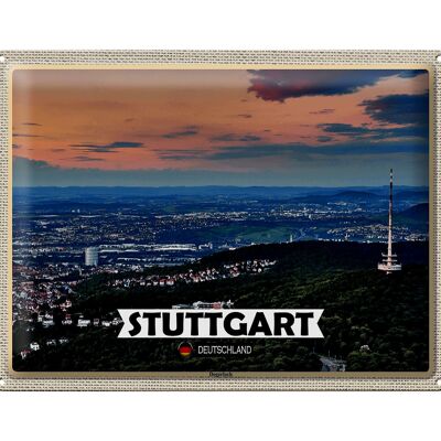 Targa in metallo città Stoccarda vista di Degerloch 40x30 cm