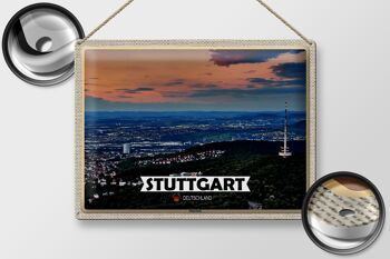 Plaque en tôle villes Stuttgart vue de Degerloch 40x30cm 2