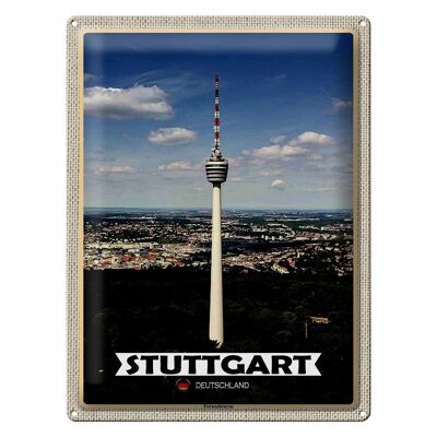 Cartel de chapa ciudades Stuttgart Torre de TV ciudad 30x40cm