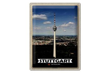 Plaque en tôle villes Stuttgart tour de télévision ville 30x40cm 1