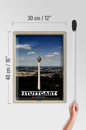 Plaque en tôle villes Stuttgart tour de télévision ville 30x40cm 4