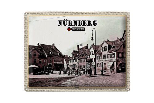 Blechschild Städte Nürnberg Wöhrd Altstadt Gemälde 40x30cm