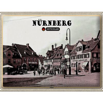 Cartel de chapa ciudades Nuremberg Wöhrd pintura del casco antiguo 40x30cm