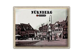 Plaque en étain villes Nuremberg Wöhrd vieille ville peinture 40x30cm 1